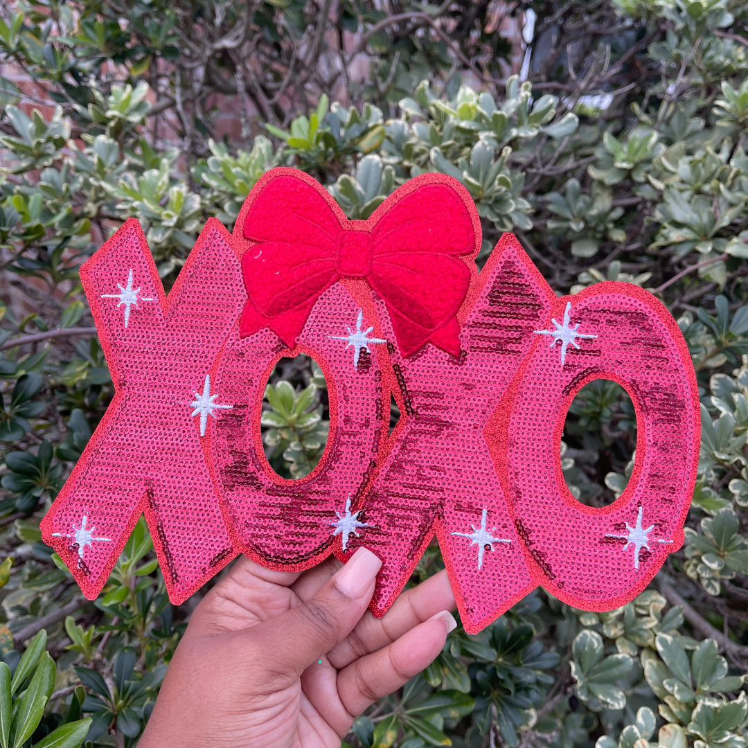 Sequin Patch-XOXO Bow