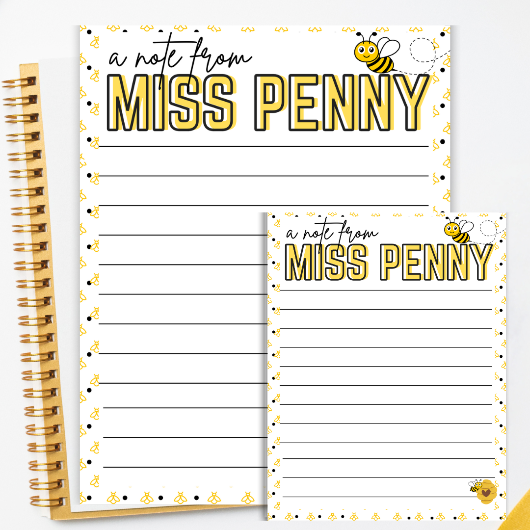 Stationary: Bumble Bee Theme Personalized Lined Note Pad