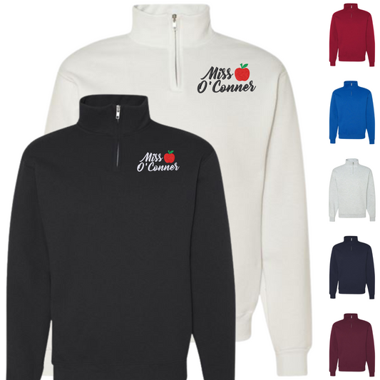 Sweatshirt Apple: Custom Name- Embroidered Quarter Zip