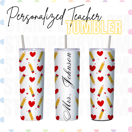 Tumbler: Personalized Heart Teacher Tumbler