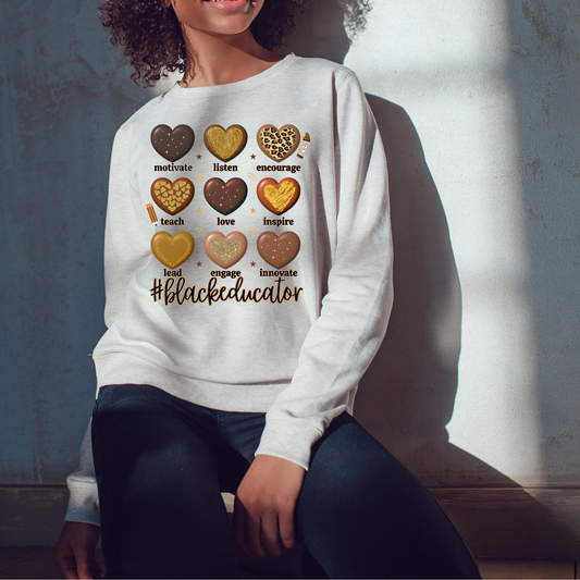 Melanin: Black Educator Hearts Sweater/T-Shirt