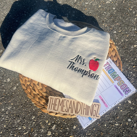 Embroidered Teacher Sweatshirt