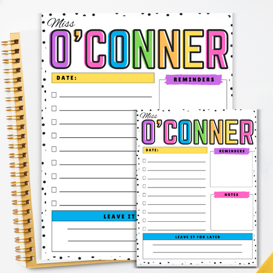 Stationary: Neon Personalized Teacher Note Pad