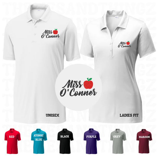 Teacher Polo: Custom Name with Apple