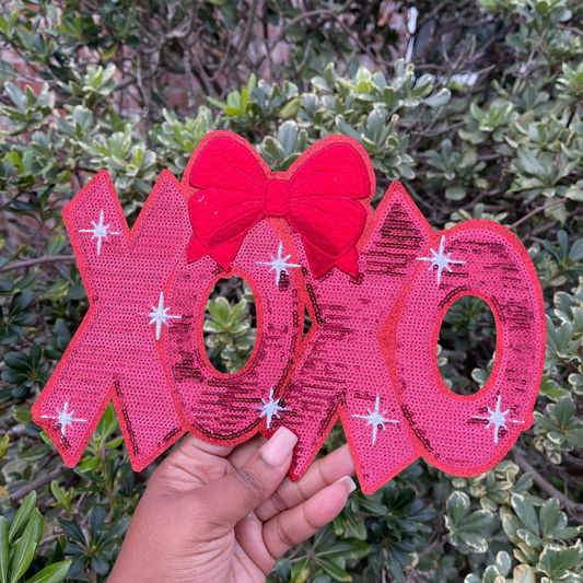 Sequin Patch-XOXO Bow