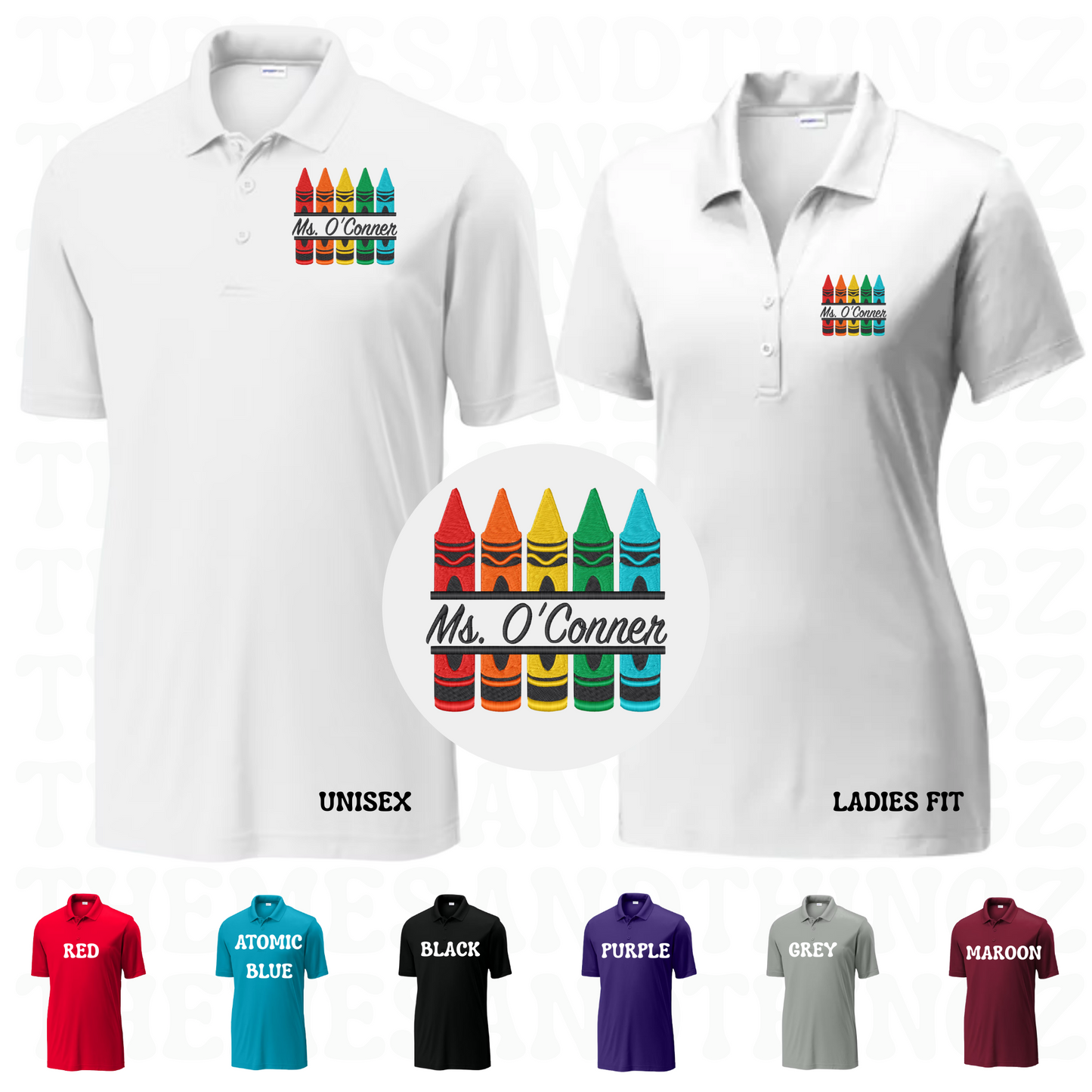 Teacher Polo: Crayon Split Name