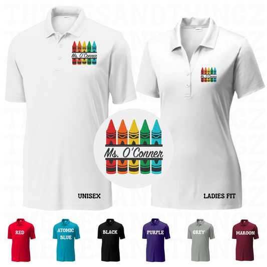 Teacher Polo: Crayon Split Name